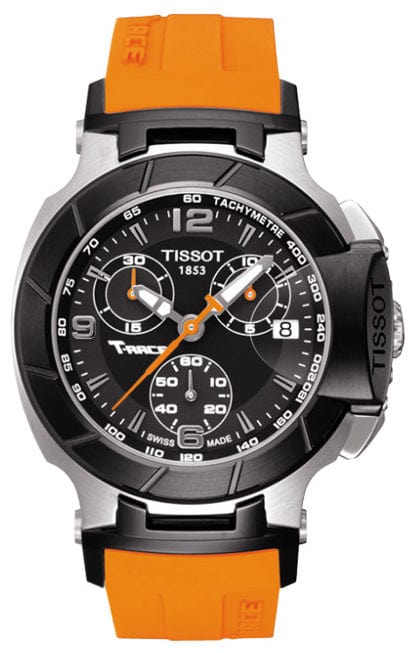 Buy Shop Tissot T Race Chronograph Black Dial Orange Rubber Strap Watch for Women - T048.217.27.057.00 USA Online