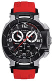 Buy Shop Tissot T Race Chronograph Black Dial Red Rubber Strap Watch for Men - T048.417.27.057.01 USA Online