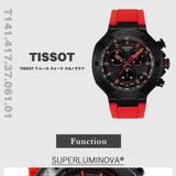 Buy Shop Tissot T Race Chronograph Black Dial Red Rubber Strap Watch for Men - T141.417.37.061.01 USA Online