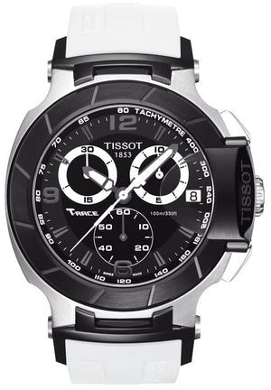Buy Shop Tissot T Race Chronograph Black Dial White Rubber Strap Watch for Men - T048.417.27.057.05 USA Online