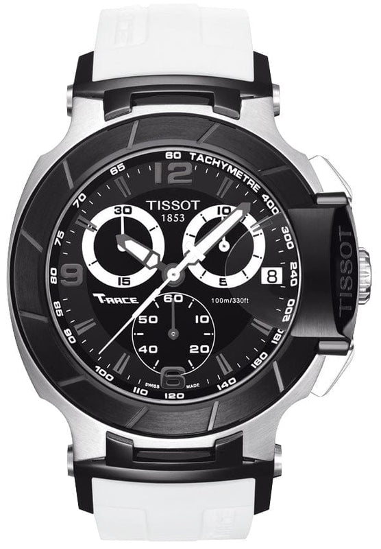 Buy Shop Tissot T Race Chronograph Black Dial White Rubber Strap Watch for Men - T048.417.27.057.05 USA Online