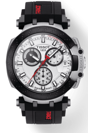 Buy Shop Tissot T Race Chronograph White Dial Black Silicone Strap Watch For Men - T115.417.27.011.00 USA Online