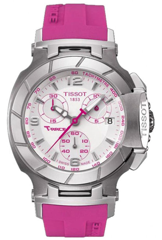 Buy Shop Tissot T Race Chronograph White Dial Pink Rubber Strap Watch for Women - T048.217.17.017.01 USA Online