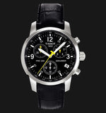 Buy Shop Tissot T Race PRC 200 Chronograph Quartz Black Dial Black Leather Strap Watch for Men - T17.1.526.52 USA Online