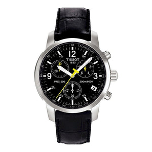 Buy Shop Tissot T Race PRC 200 Chronograph Quartz Black Dial Black Leather Strap Watch for Men - T17.1.526.52 USA Online