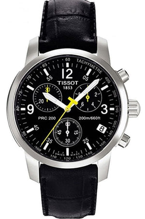 Buy Shop Tissot T Race PRC 200 Chronograph Quartz Black Dial Black Leather Strap Watch for Men - T17.1.526.52 USA Online