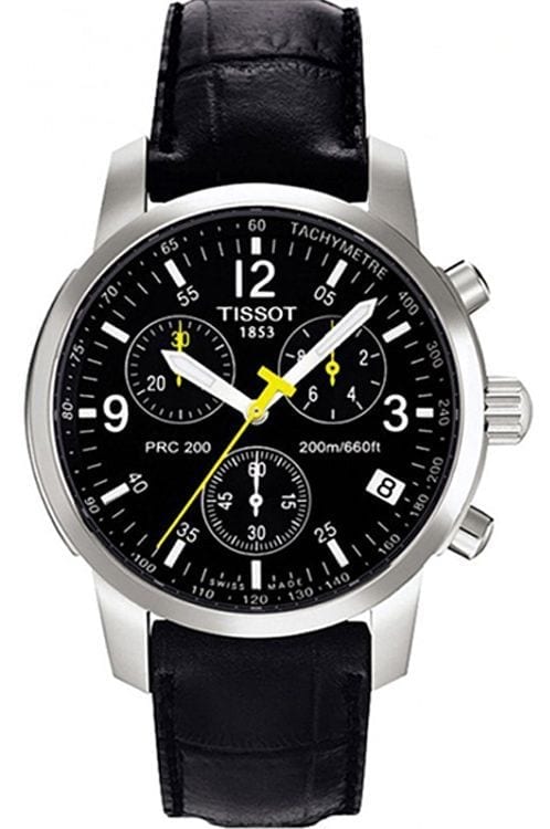 Buy Shop Tissot T Race PRC 200 Chronograph Quartz Black Dial Black Leather Strap Watch for Men - T17.1.526.52 USA Online
