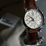 Buy Shop Tissot T Race PRC 200 Chronograph White Dial Brown Leather Strap Watch for Men - T17.1.516.32 USA Online