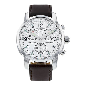 Buy Shop Tissot T Race PRC 200 Chronograph White Dial Brown Leather Strap Watch for Men - T17.1.516.32 USA Online