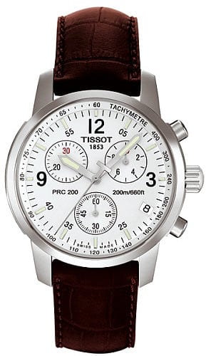 Buy Shop Tissot T Race PRC 200 Chronograph White Dial Brown Leather Strap Watch for Men - T17.1.516.32 USA Online