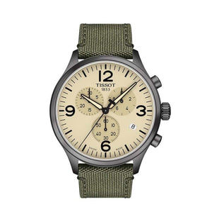 Buy Shop Tissot T Sport Chrono XL Beige Dial Green Nylon Strap Watch for Men - T116.617.37.267.00 USA Online
