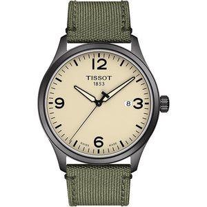 Buy Shop Tissot T Sport Chrono XL Beige Dial Khakhi Green Nylon Strap Watch for Men - T116.617.33.267.00 USA Online