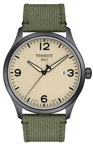 Buy Shop Tissot T Sport Chrono XL Beige Dial Khakhi Green Nylon Strap Watch for Men - T116.617.33.267.00 USA Online