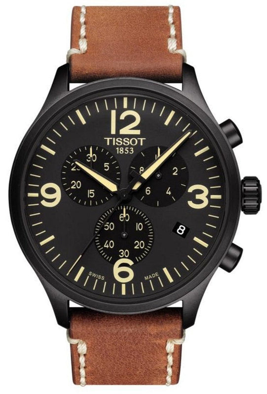 Buy Shop Tissot T Sport Chrono XL Black Dial Brown Leather Strap Watch For Men - T116.617.36.057.00 USA Online