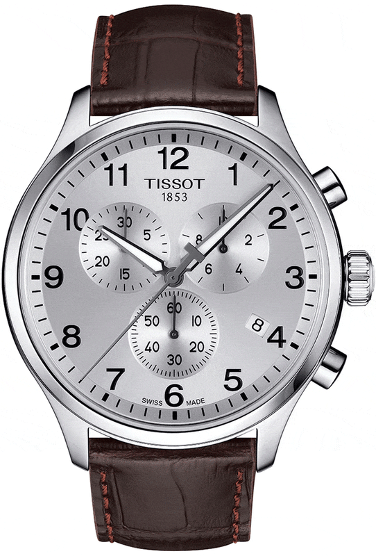 Buy Shop Tissot T Sport Chrono XL Classic Silver Dial Brown Leather Strap Watch For Men - T116.617.16.037.00 USA Online
