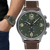 Buy Shop Tissot T Sport Chrono XL Green Dial Brown Leather Strap Watch For Men - T116.617.36.097.00 USA Online