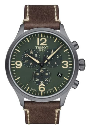 Buy Shop Tissot T Sport Chrono XL Green Dial Brown Leather Strap Watch For Men - T116.617.36.097.00 USA Online