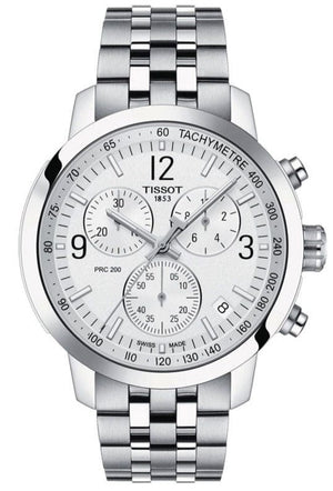 Buy Shop Tissot T Sport PRC 200 Chronograph White Dial Silver Steel Strap Watch For Men - T114.417.11.037.00 USA Online