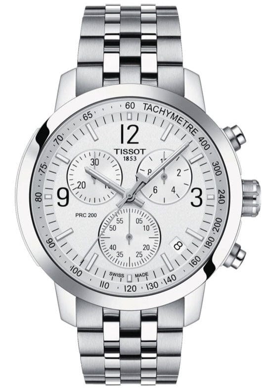 Buy Shop Tissot T Sport PRC 200 Chronograph White Dial Silver Steel Strap Watch For Men - T114.417.11.037.00 USA Online
