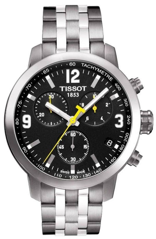 Buy Shop Tissot T Sport PRC200 Chronograph Black Dial Silver Steel Strap Watch for Men - T17.1.586.52 USA Online