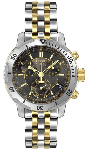 Buy Shop Tissot T Sport PRS 200 Chronograph Black Dial Two Tone Steel Strap Watch For Men - T067.417.22.051.00 USA Online