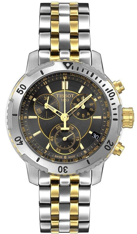 Buy Shop Tissot T Sport PRS 200 Chronograph Black Dial Two Tone Steel Strap Watch For Men - T067.417.22.051.00 USA Online