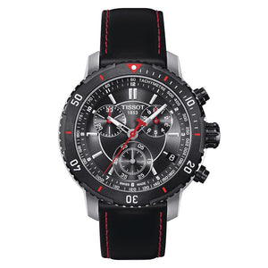 Buy Shop Tissot T Sport PRS 200 Chronograph Grey Dial Black Leather Strap Watch For Men - T067.417.26.051.00 USA Online