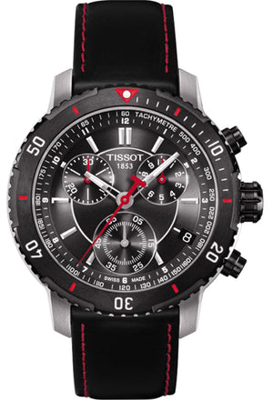 Buy Shop Tissot T Sport PRS 200 Chronograph Grey Dial Black Leather Strap Watch For Men - T067.417.26.051.00 USA Online