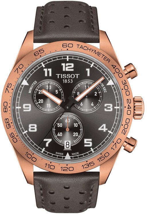 Buy Shop Tissot T Sport PRS 516 Chronograph Grey Dial Grey Leather Strap Watch for Men - T131.617.36.082.00 USA Online