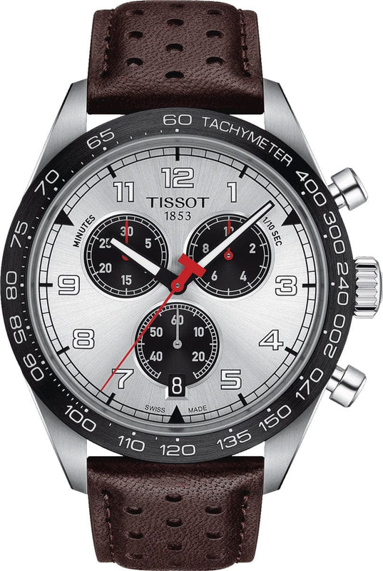 Buy Shop Tissot T Sport PRS 516 Chronograph Silver Dial Brown Leather Strap Watch for Men - T131.617.16.032.00 USA Online