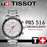 Buy Shop Tissot T Sport PRS 516 Chronograph White Dial Silver Steel Strap Watch For Men - T100.417.11.031.00 USA Online