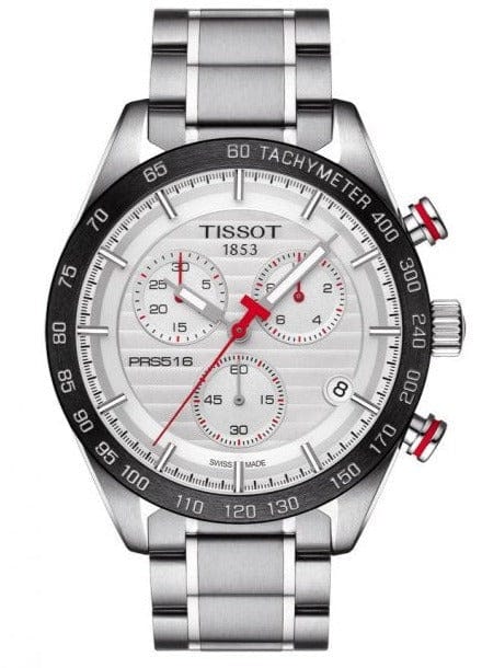 Buy Shop Tissot T Sport PRS 516 Chronograph White Dial Silver Steel Strap Watch For Men - T100.417.11.031.00 USA Online
