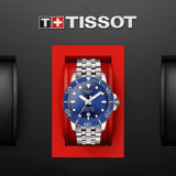 Buy Shop Tissot T Sport Seastar 1000 Powermatic Silicium Blue Dial Silver Steel Strap Watch For Men - T120.407.11.041.01 USA Online