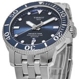 Buy Shop Tissot T Sport Seastar 1000 Powermatic Silicium Blue Dial Silver Steel Strap Watch For Men - T120.407.11.041.01 USA Online