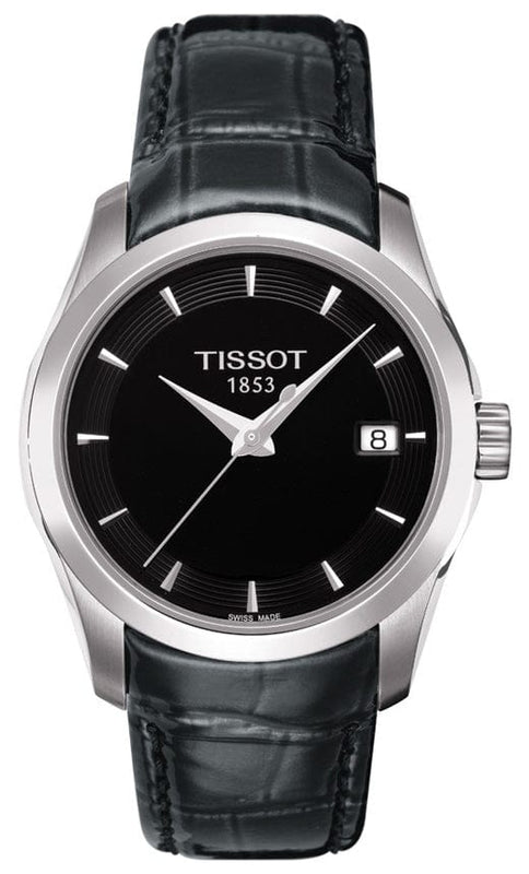 Buy Shop Tissot T Trend Couturier Black Dial Black Leather Strap Watch For Women - T035.210.16.051.00 USA Online