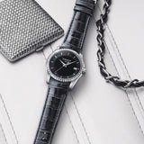Buy Shop Tissot T Trend Couturier Diamonds Black Dial Black Leather Strap Watch for Women - T035.210.66.051.00 USA Online