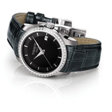 Buy Shop Tissot T Trend Couturier Diamonds Black Dial Black Leather Strap Watch for Women - T035.210.66.051.00 USA Online