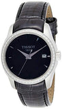 Buy Shop Tissot T Trend Couturier Diamonds Black Dial Black Leather Strap Watch for Women - T035.210.66.051.00 USA Online