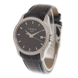 Buy Shop Tissot T Trend Couturier Diamonds Black Dial Black Leather Strap Watch for Women - T035.210.66.051.00 USA Online