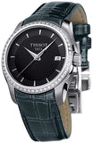 Buy Shop Tissot T Trend Couturier Diamonds Black Dial Black Leather Strap Watch for Women - T035.210.66.051.00 USA Online