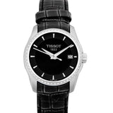 Buy Shop Tissot T Trend Couturier Diamonds Black Dial Black Leather Strap Watch for Women - T035.210.66.051.00 USA Online