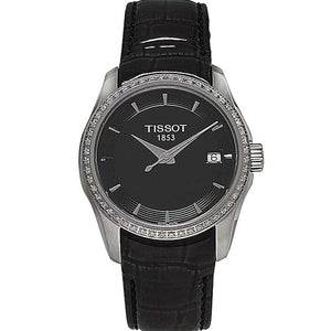 Buy Shop Tissot T Trend Couturier Diamonds Black Dial Black Leather Strap Watch for Women - T035.210.66.051.00 USA Online
