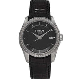 Buy Shop Tissot T Trend Couturier Diamonds Black Dial Black Leather Strap Watch for Women - T035.210.66.051.00 USA Online
