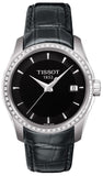 Buy Shop Tissot T Trend Couturier Diamonds Black Dial Black Leather Strap Watch for Women - T035.210.66.051.00 USA Online