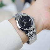 Buy Shop Tissot T Trend Couturier Lady Black Dial Silver Steel Strap Watch For Women - T035.210.11.051.00 USA Online