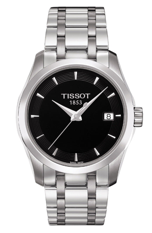 Buy Shop Tissot T Trend Couturier Lady Black Dial Silver Steel Strap Watch For Women - T035.210.11.051.00 USA Online