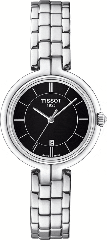 Buy Shop Tissot T Trend Flamingo Black Dial Silver Steel Strap Watch For Women - T094.210.11.051.00 USA Online