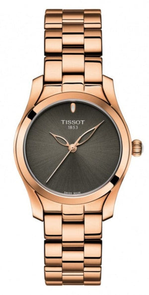 Buy Shop Tissot T Wave Anthracite Dial Rose Gold Steel Strap Watch For Women - T112.210.33.061.00 USA Online