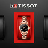 Buy Shop Tissot T Wave Black Dial Rose Gold Steel Strap Watch For Women - T112.210.33.051.00 USA Online