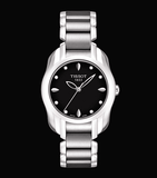 Buy Shop Tissot T Wave Black Dial Two Tone Steel Strap Watch For Women - T023.210.11.056.00 USA Online
